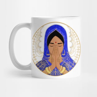 Namasté Mandala - Gratitude Blue and White Mug